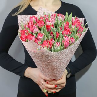 Букет тюльпаны красные махровые 50 шт.