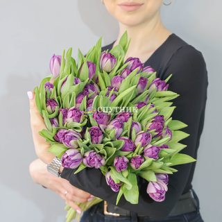 Букет тюльпанов 50 шт. с лентой