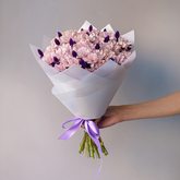 Букет с 10 розовыми кустовыми хризантемами «Мила»